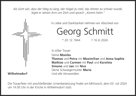 Anzeige von Georg Schmitt von MGO