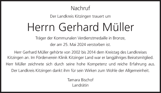 Anzeige von Gerhard Müller von MGO