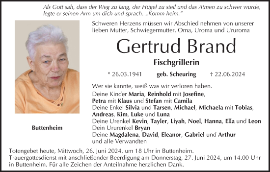 Anzeige von Gertrud Brand von MGO