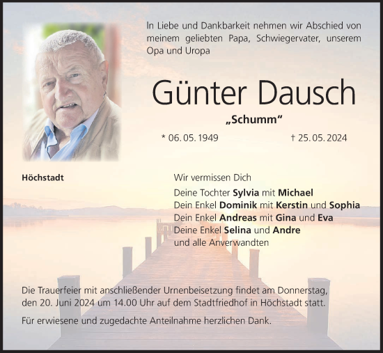 Anzeige von Günter Dausch von MGO