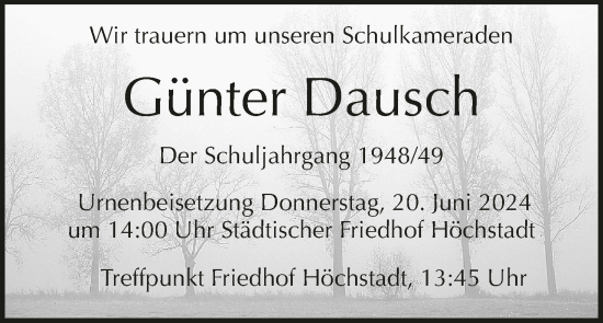 Anzeige von Günter Dausch von MGO