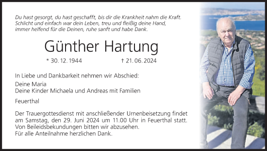 Anzeige von Günther Hartung von MGO