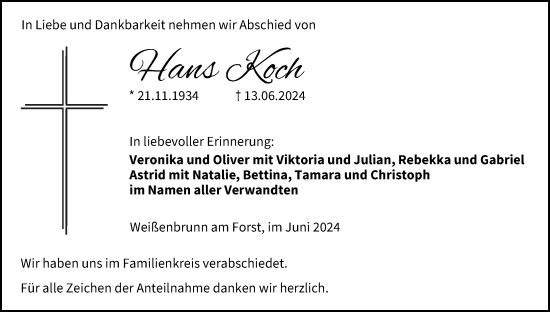 Anzeige von Hans Koch von MGO