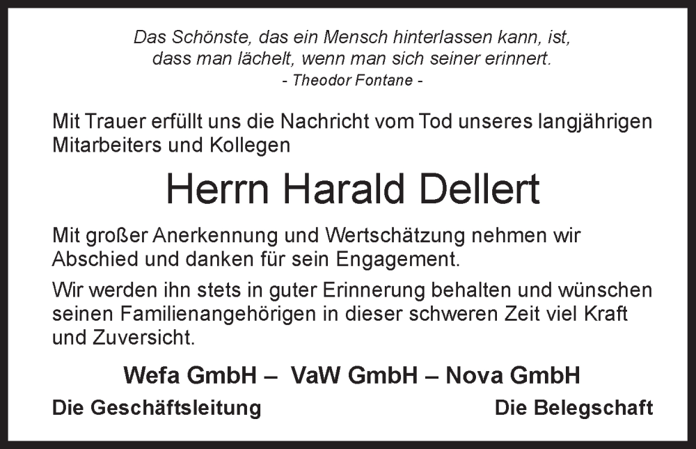  Traueranzeige für Harald Dellert vom 29.06.2024 aus MGO