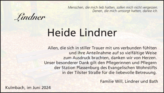 Anzeige von Heide Lindner von MGO