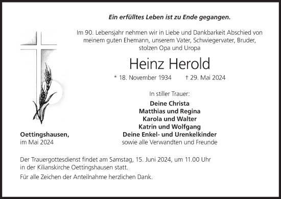 Anzeige von Heinz Herold von MGO