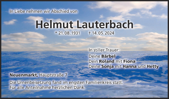 Anzeige von Helmut Lauterbach von MGO