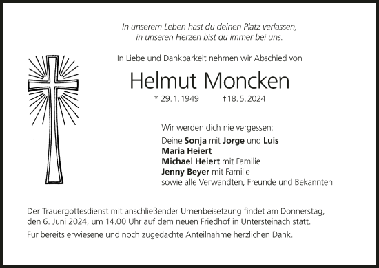 Anzeige von Helmut Moncken von MGO