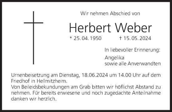 Anzeige von Herbert Weber von MGO