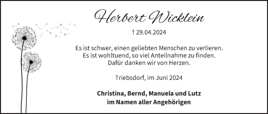 Anzeige von Herbert Wicklein von MGO