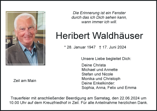 Anzeige von Heribert Waldhäuser von MGO