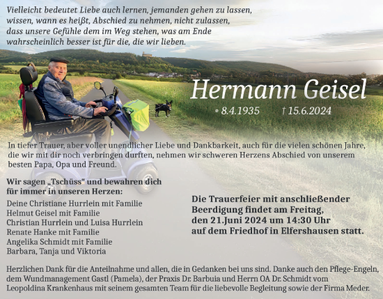 Anzeige von Hermann Geisel von MGO