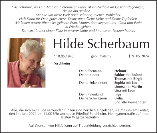 Anzeige von Hilde Scherbaum von MGO
