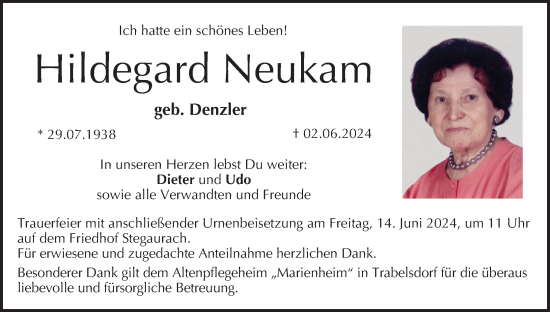 Anzeige von Hildegard Neukam von MGO