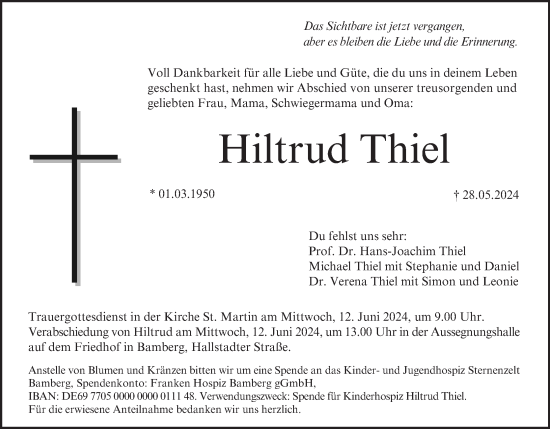 Anzeige von Hiltrud Thiel von MGO