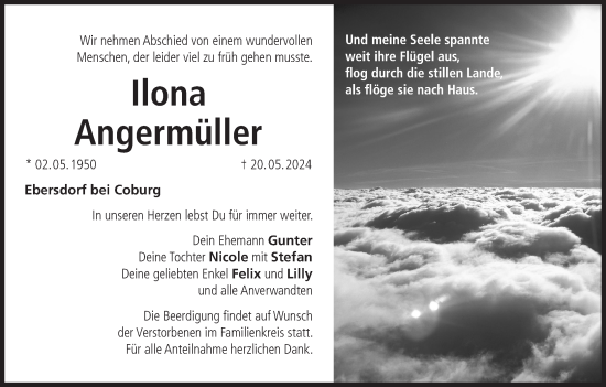 Anzeige von Ilona Angermüller von MGO