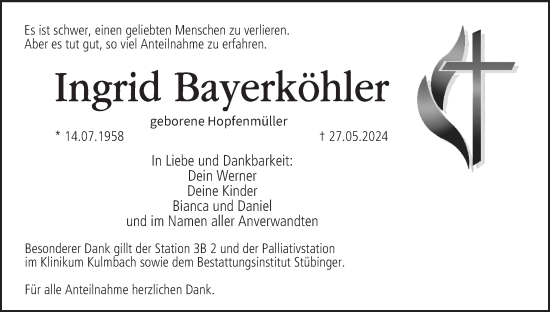 Anzeige von Ingrid Bayerköhler von MGO