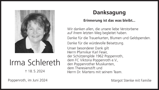Anzeige von Irma Schlereth von MGO