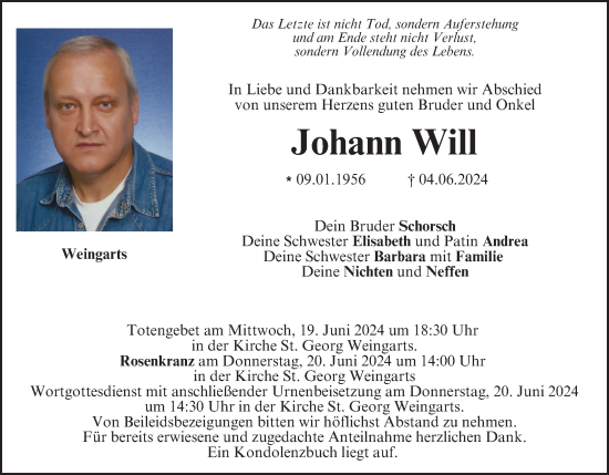 Anzeige von Johann Will von MGO