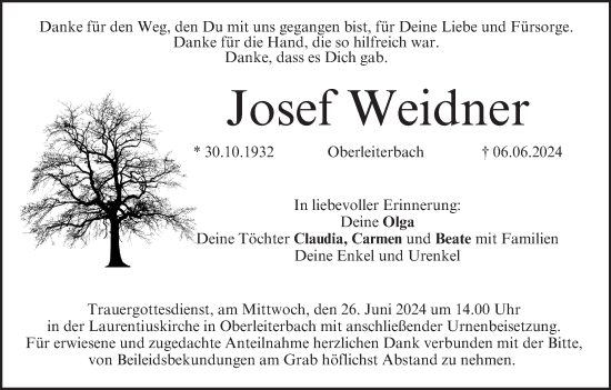 Anzeige von Josef Weidner von MGO