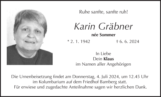 Anzeige von Karin Gräbner von MGO