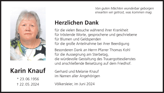 Anzeige von Karin Knauf von MGO