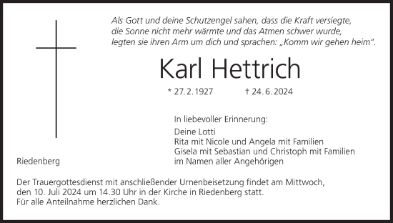 Anzeige von Karl Hettrich von MGO