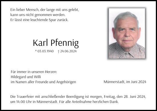 Anzeige von Karl Pfennig von MGO