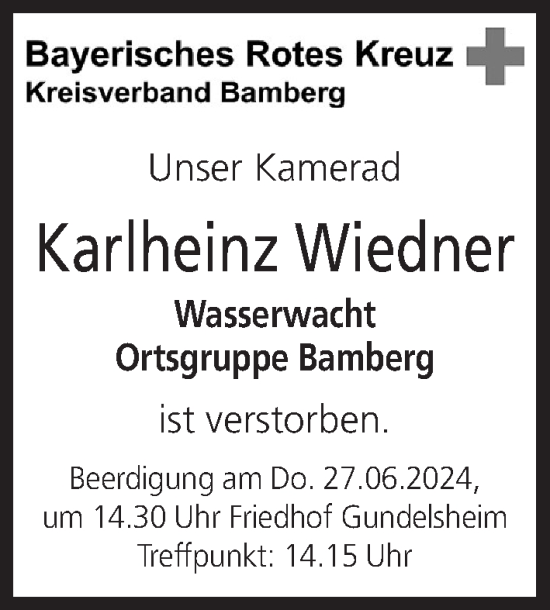 Anzeige von Karlheinz Wiedner von MGO