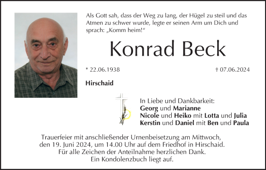 Anzeige von Konrad Beck von MGO
