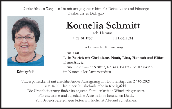 Anzeige von Kornelia Schmitt von MGO