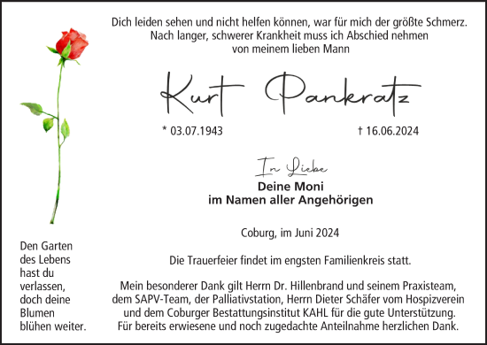 Anzeige von Kurt Pankratz von MGO