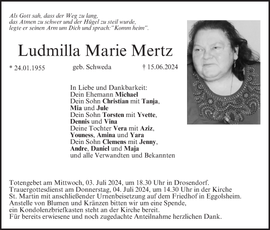 Anzeige von Ludmilla Marie Mertz von MGO