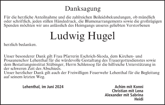 Anzeige von Ludwig Hugel von MGO