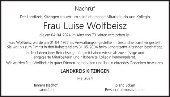 Anzeige von Luise Wolfbeisz von MGO