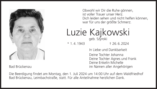 Anzeige von Luzie Kajkowski von MGO