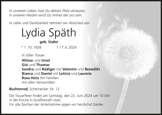 Anzeige von Lydia Späth von MGO
