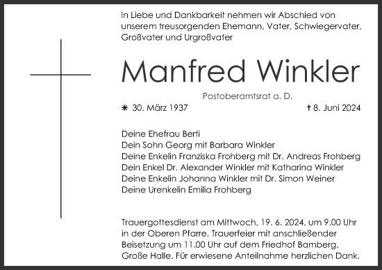 Anzeige von Manfred Winkler von MGO