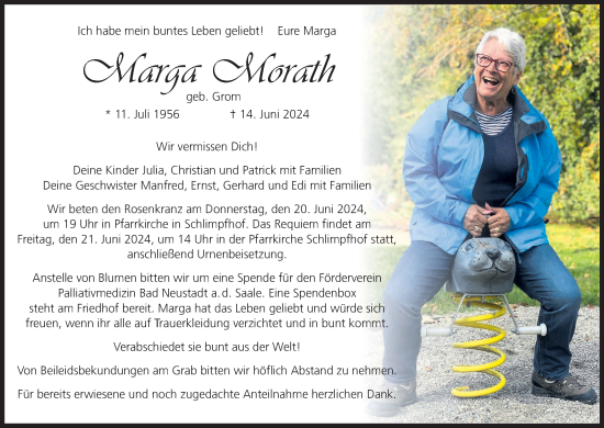 Anzeige von Marga Morath von MGO