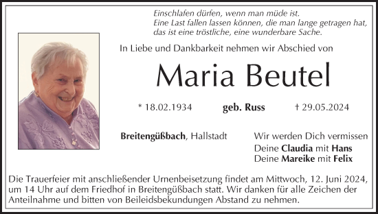 Anzeige von Maria Beutel von MGO
