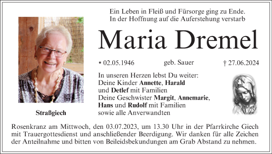 Anzeige von Maria Dremel von MGO
