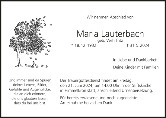Anzeige von Maria Lauterbach von MGO