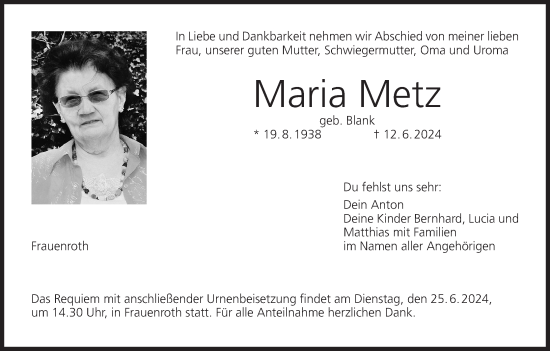 Anzeige von Maria Metz von MGO