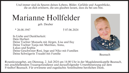 Anzeige von Marianne Hollfelder von MGO