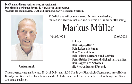 Anzeige von Markus Müller von MGO