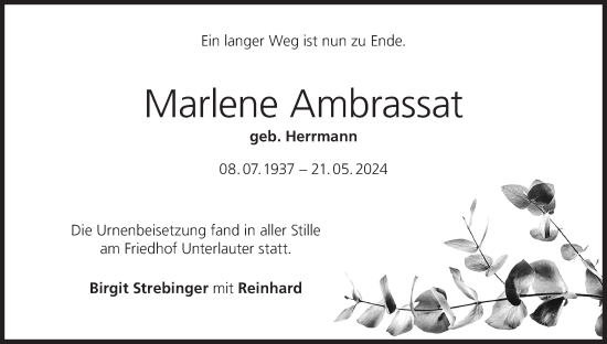 Anzeige von Marlene Ambrassat von MGO
