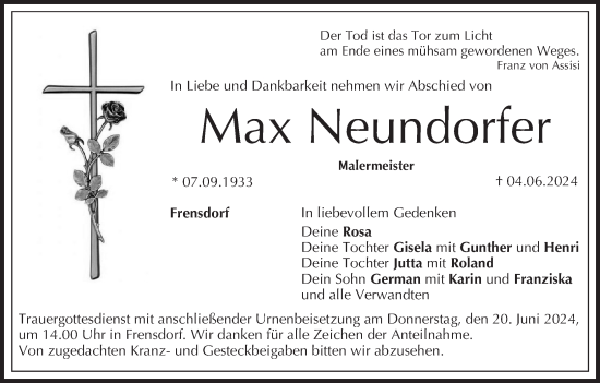 Anzeige von Max Neundorfer von MGO