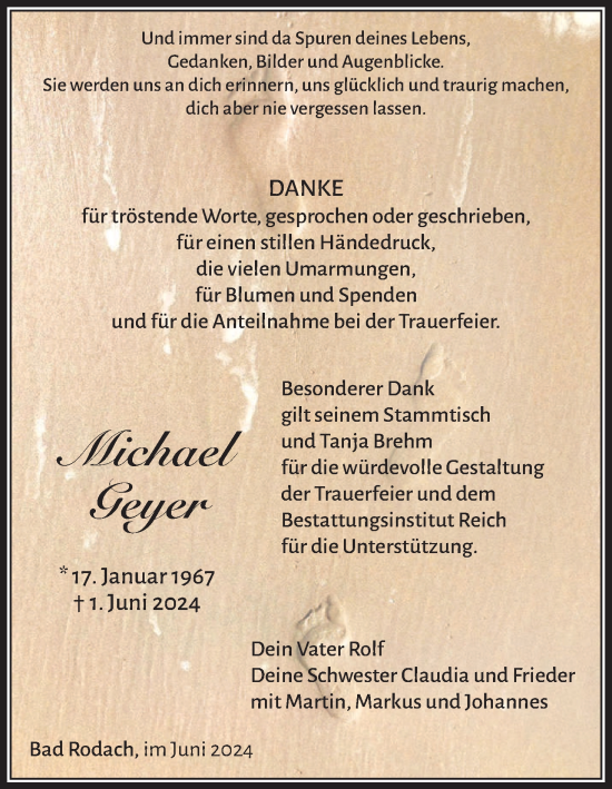 Anzeige von Michael Geyer von MGO