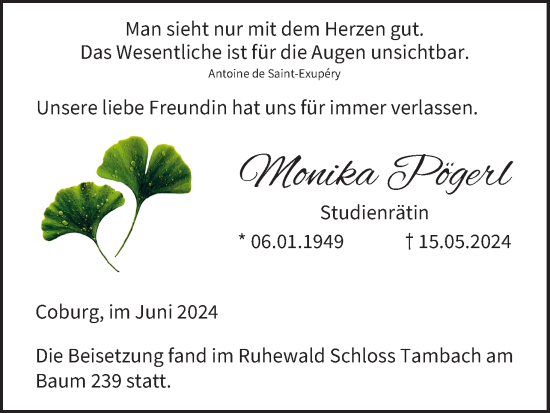 Anzeige von Monika Pögerl von MGO