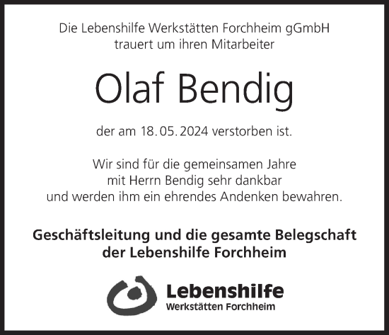 Anzeige von Olaf Bendig von MGO